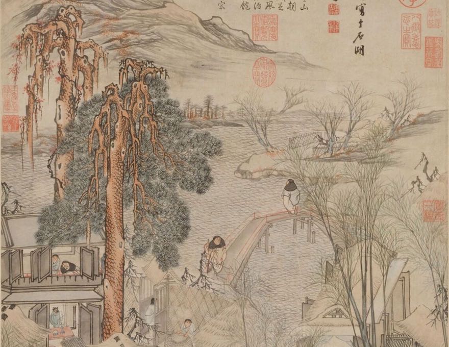 《岁朝村庆图 》(细节)，李士达，1618年，北京故宫博物院