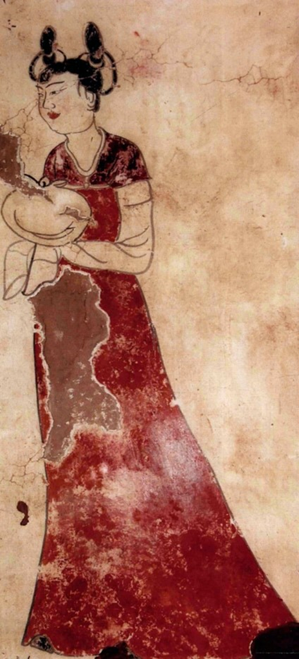 唐代壁畫中穿半臂的女子