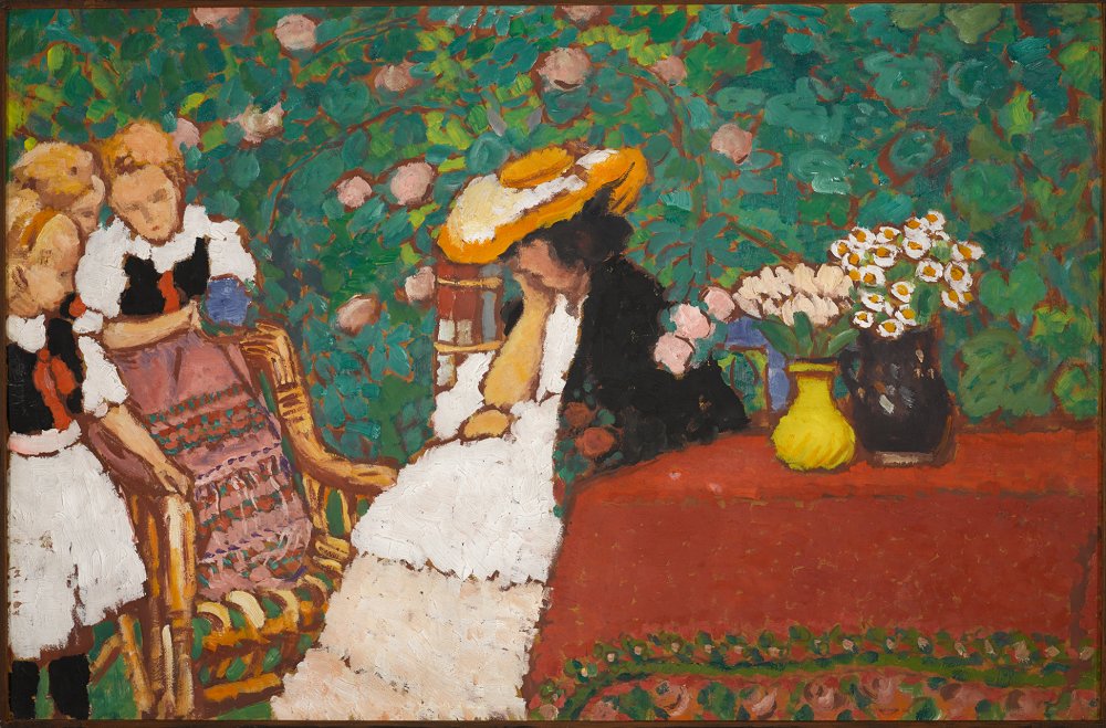 《女人和三位女孩》（Woman with Three Girls），Jozsef Rippl-Ronai，约1909年，木板油画