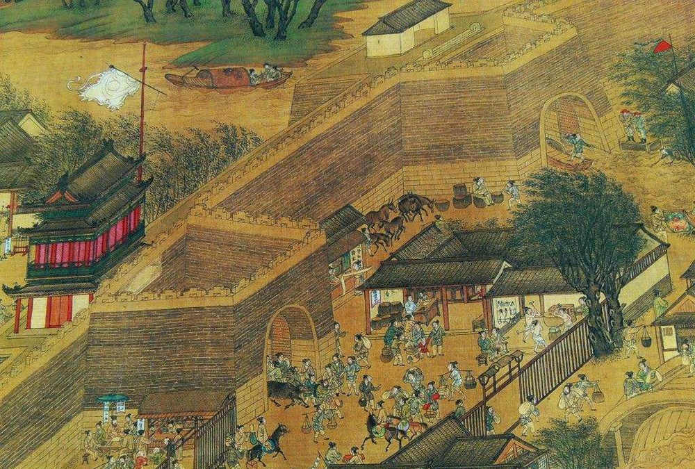 清明上河图局部，城墙没有防守，火灾频发但望火楼无人值守，是汴京城繁华之下的隐患。图片来自网络。