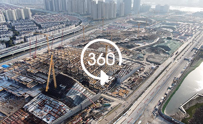 360°全景｜黄浦江边的“双子山”基本成形，预计6月覆土