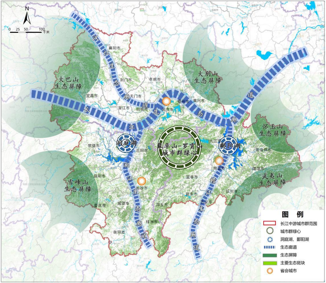图 3 长江中游城市群生态格局示意图