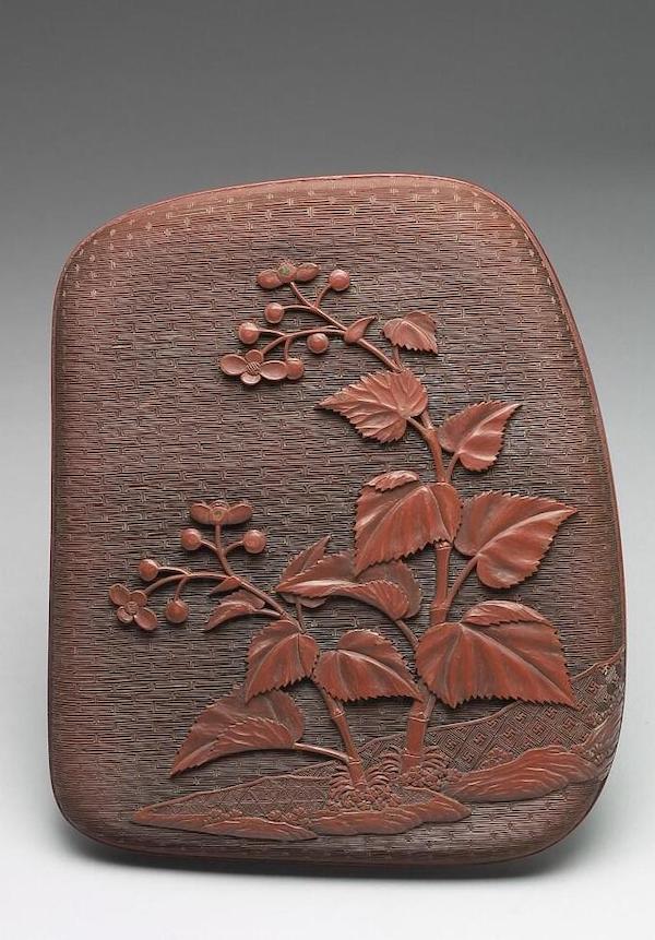 清 十七世纪末至十八世纪初 剔红海棠纹砚盒 台北故宫博物院藏