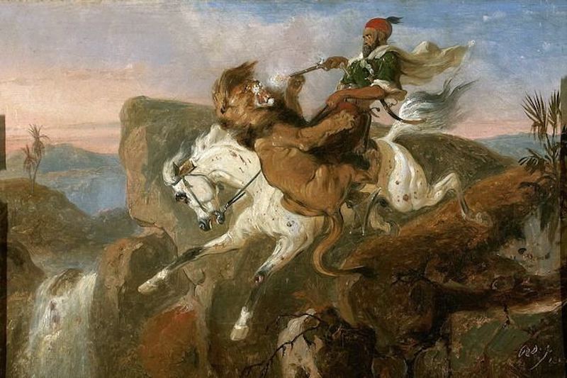 《被狮子袭击的骑马人》，拉登·萨利赫，1842年，私人收藏