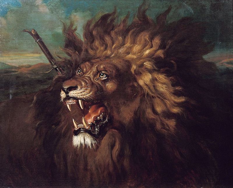 《受伤的雄狮》，拉登·萨利赫，1838年，新加坡国家画廊藏