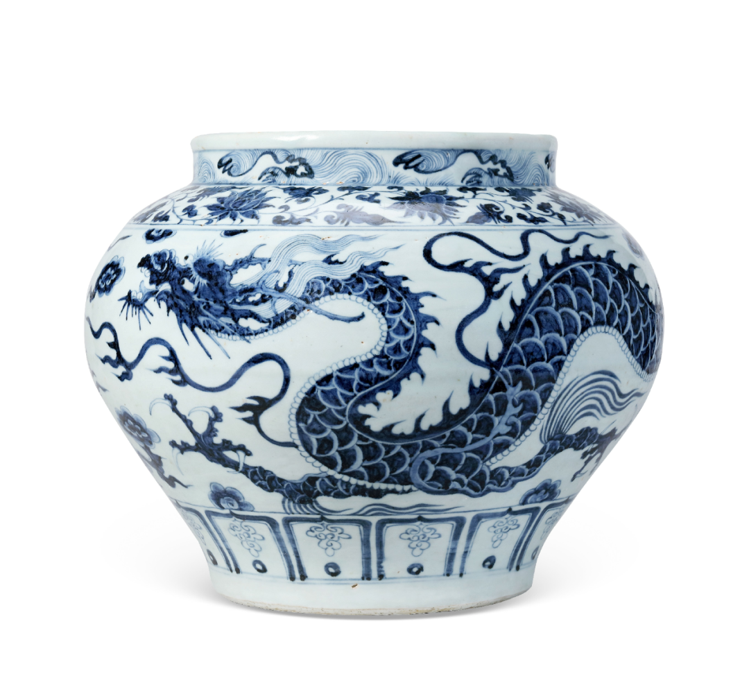 青花喜字纏枝蓮蓋缶 景徳鎮 陶磁器 装飾品 現代工芸品 美術品 置物