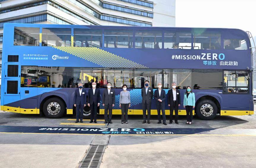 香港首辆电动双层巴士启动，林郑月娥：公共交通史重要里程碑