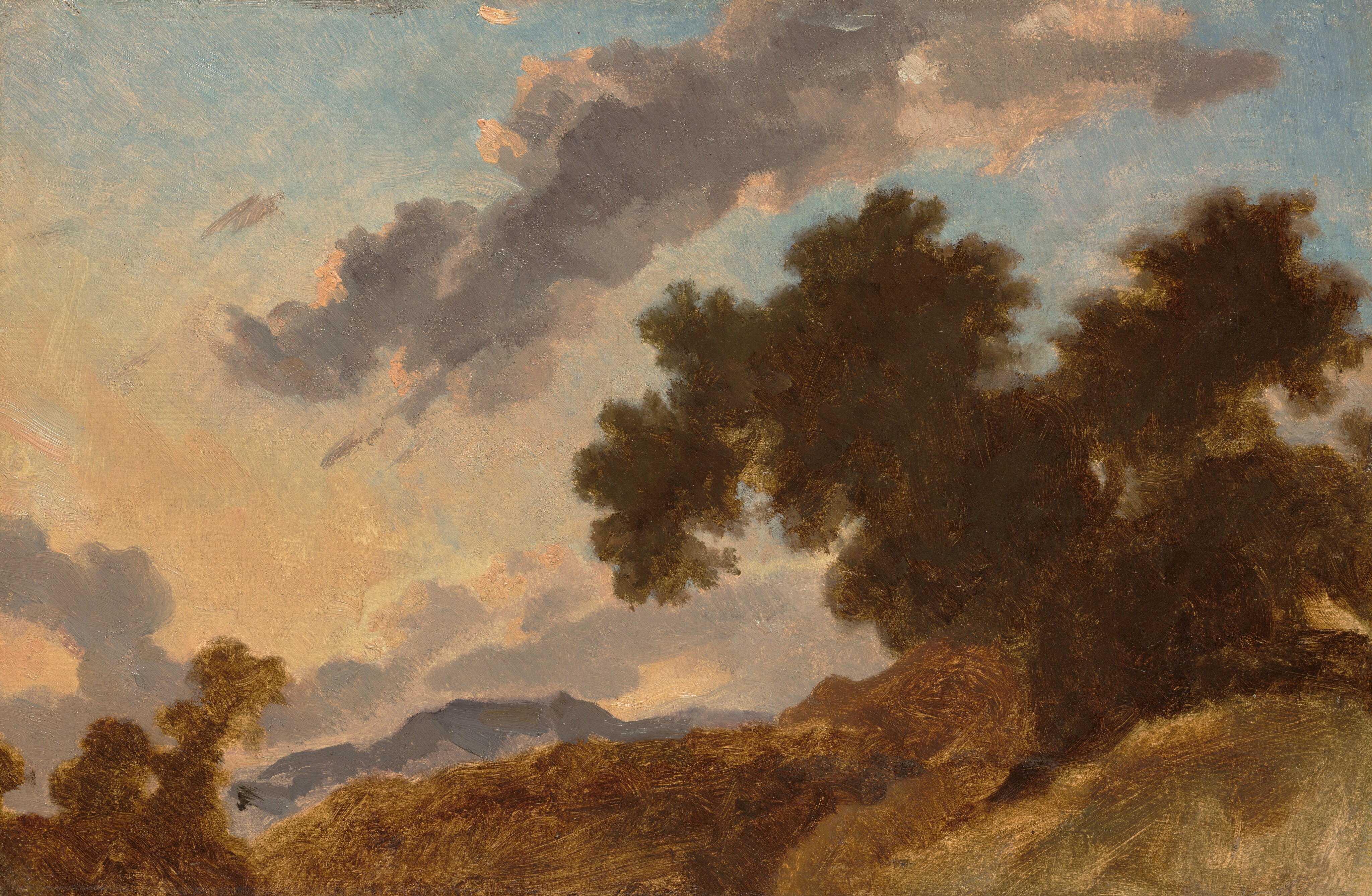 弗拉戈纳尔，《日落山景》，约1765年，21.5x32.8cm，华盛顿国家美术馆藏