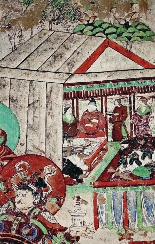 榆林二五窟的中唐壁画《弥勒经变·婚嫁图》