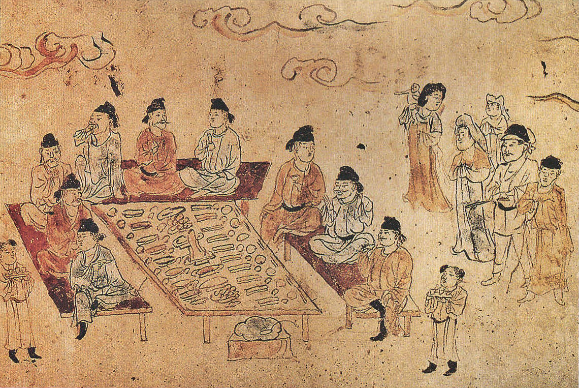 陕西南里王村唐墓壁画《野宴图》（陕西历史博物馆藏）