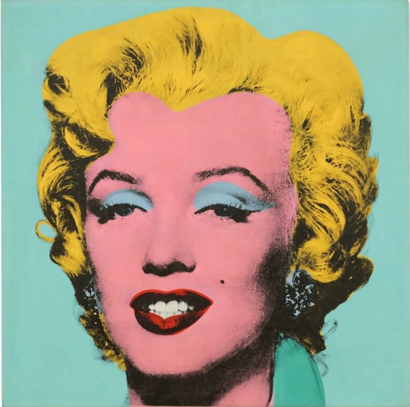 安迪•沃霍尔《枪击玛丽莲（鼠尾草蓝色）》 压克力 丝网油墨 麻布、101.6 x 101.6 cm 1964 年作  