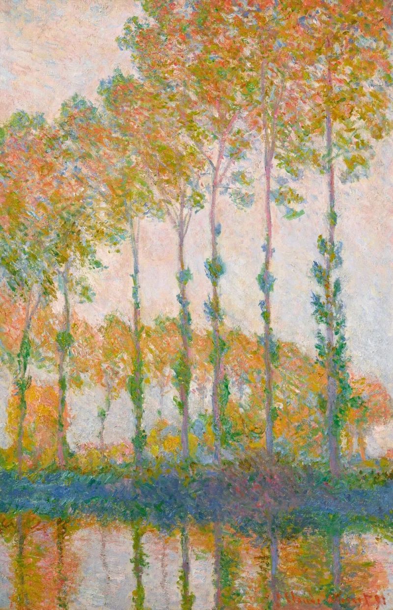 克劳德·莫奈，《埃普特河河畔的白杨树，秋天》， 油彩画布，1891年