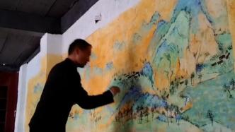 美术教师在食堂墙上画千里江山图：让学生们有美的视觉享受
