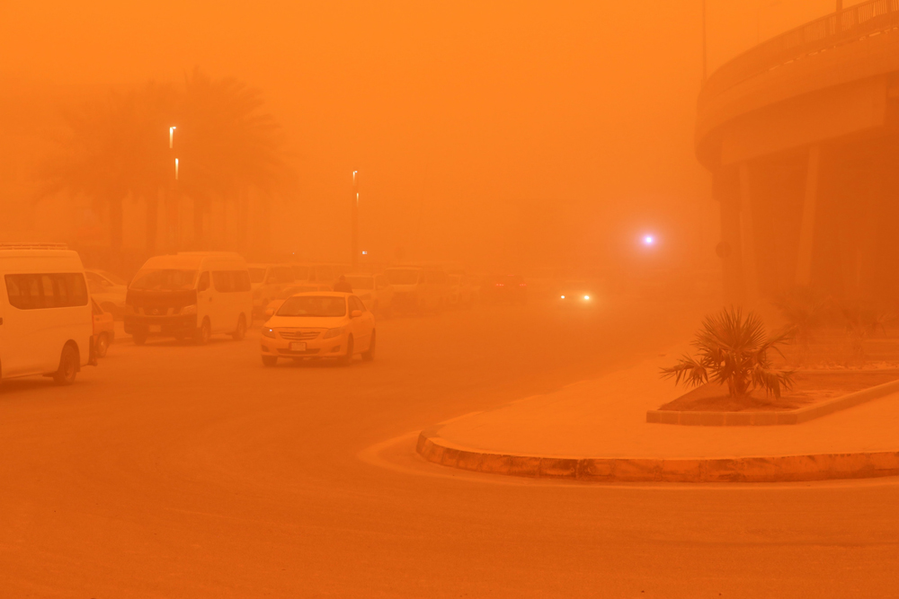 当地时间2022年5月16日，伊拉克巴格达，当地遭遇严重沙尘，漫天的沙尘覆盖了整座城市。