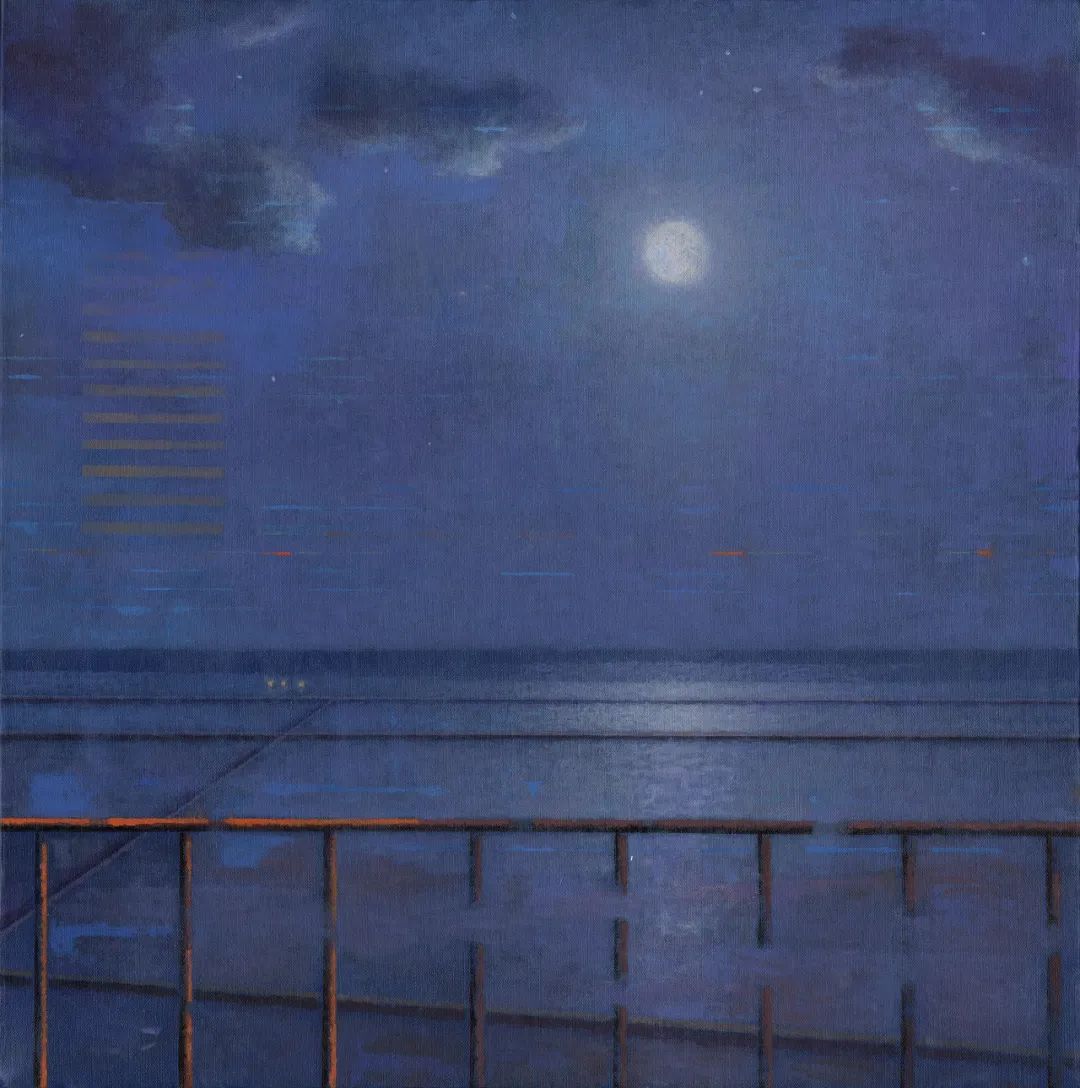 《寂静的夜晚》布面油画  60cmx60cm，朱塞佩 · 莫迪卡