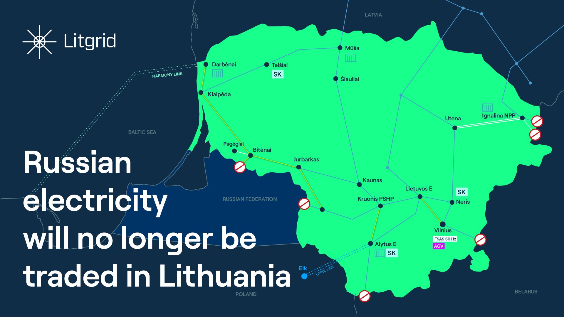 立陶宛输电系统运营商Litgrid说，该国从俄罗斯进口电力成为历史