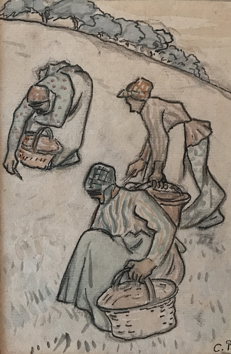 卡米尔·毕沙罗 ，《田中的妇女》，1894年，素描稿