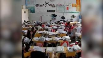 四川芦山发生6.1级地震，芦山中学老师引导学生有序撤离