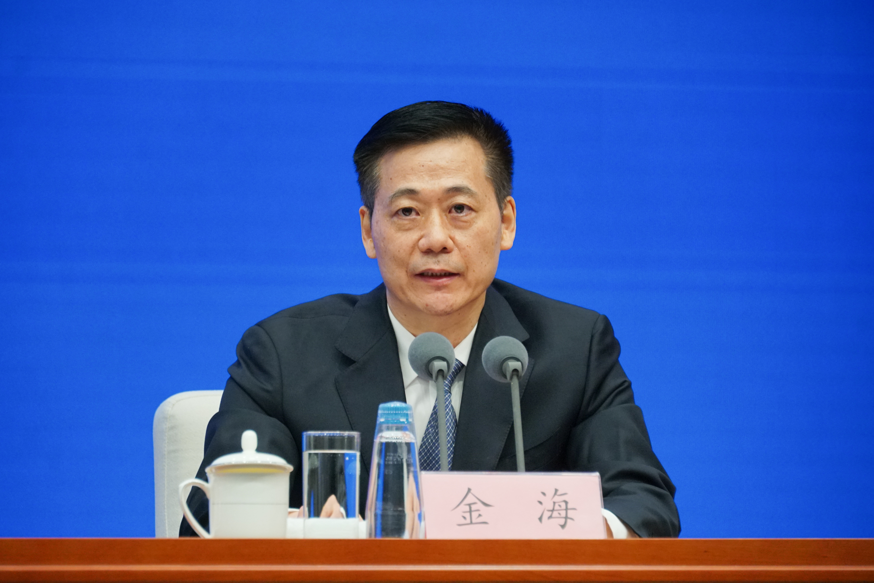 海关总署综合业务司司长金海 &nbsp;&nbsp;澎湃新闻记者 周頔 摄