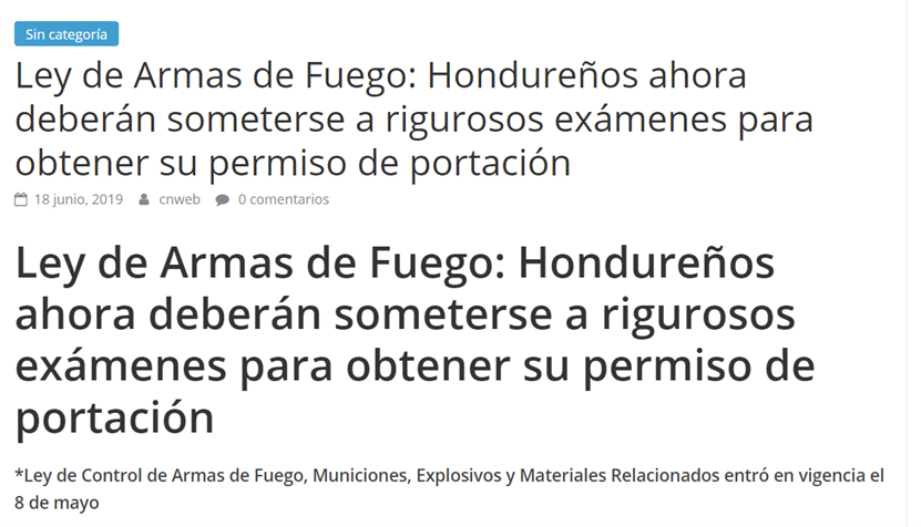 洪都拉斯国会新闻（存档）截图。