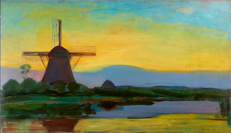 蒙德里安，《黄昏的磨坊》，约1907-1908年，布面油画，海牙艺术博物馆藏（贝耶勒基金会展品）