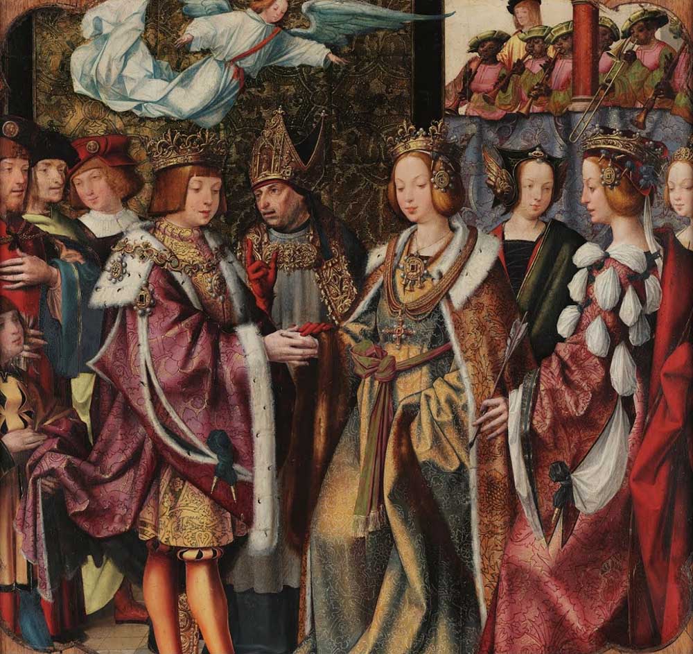 圣厄休拉与埃瑟里乌斯亲王的婚姻》（Le Mariage de sainte Ursule de Cologne avec le prince Conan），克里斯托瓦奧·代·菲格雷多，1522-1525年