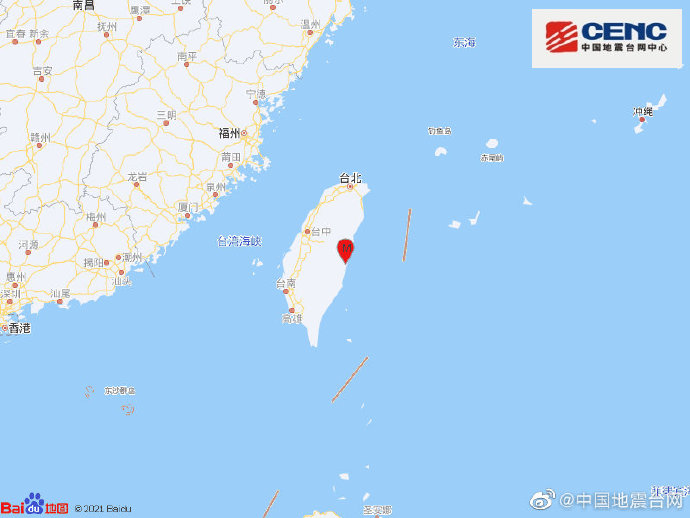 台湾花莲县发生4.9级地震，震源深度7千米