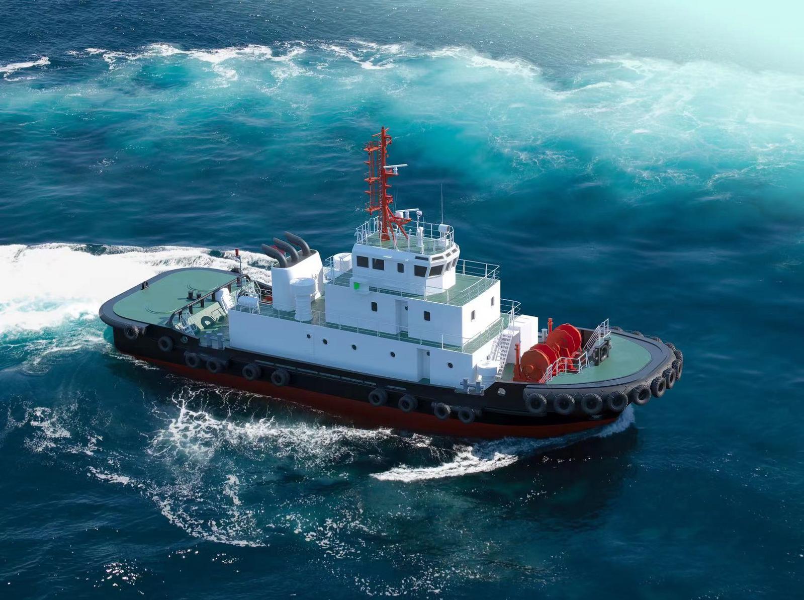 该5000马力绿色智能型新能源混合动力拖轮由福建船政研发设计院自主