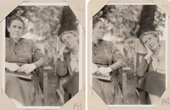 1932年，斯黛拉·本森与伍尔夫在英国南部蒙克小屋的(de)合影。哈佛大学图书馆藏。