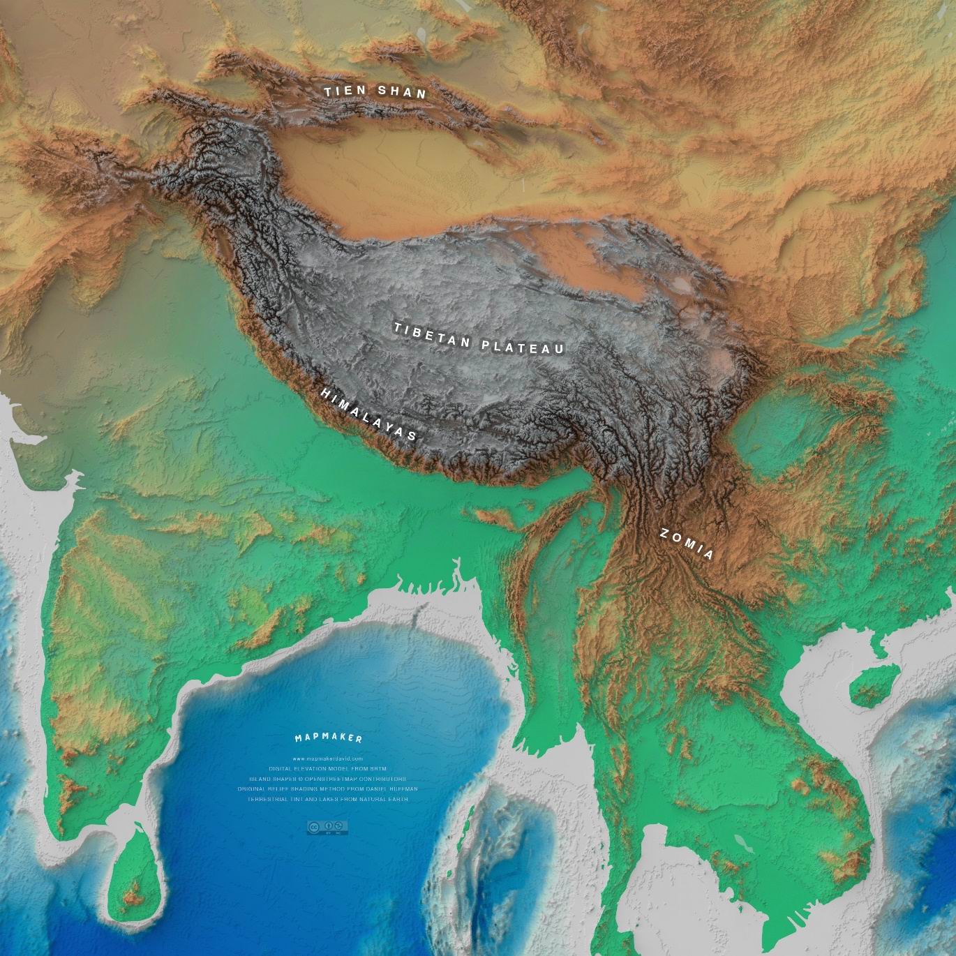 斯科特界定的“赞米亚”山区毗邻孟加拉地区，经上缅甸一直延伸至中国西南。