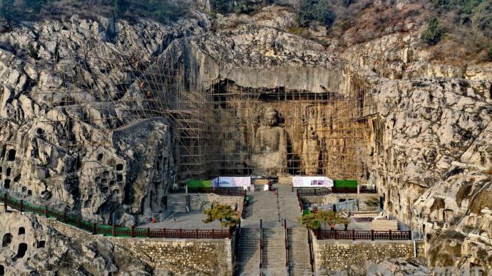 “治療”228天龍門石窟奉先寺拂去面紗，盧舍那大佛再“開顏”