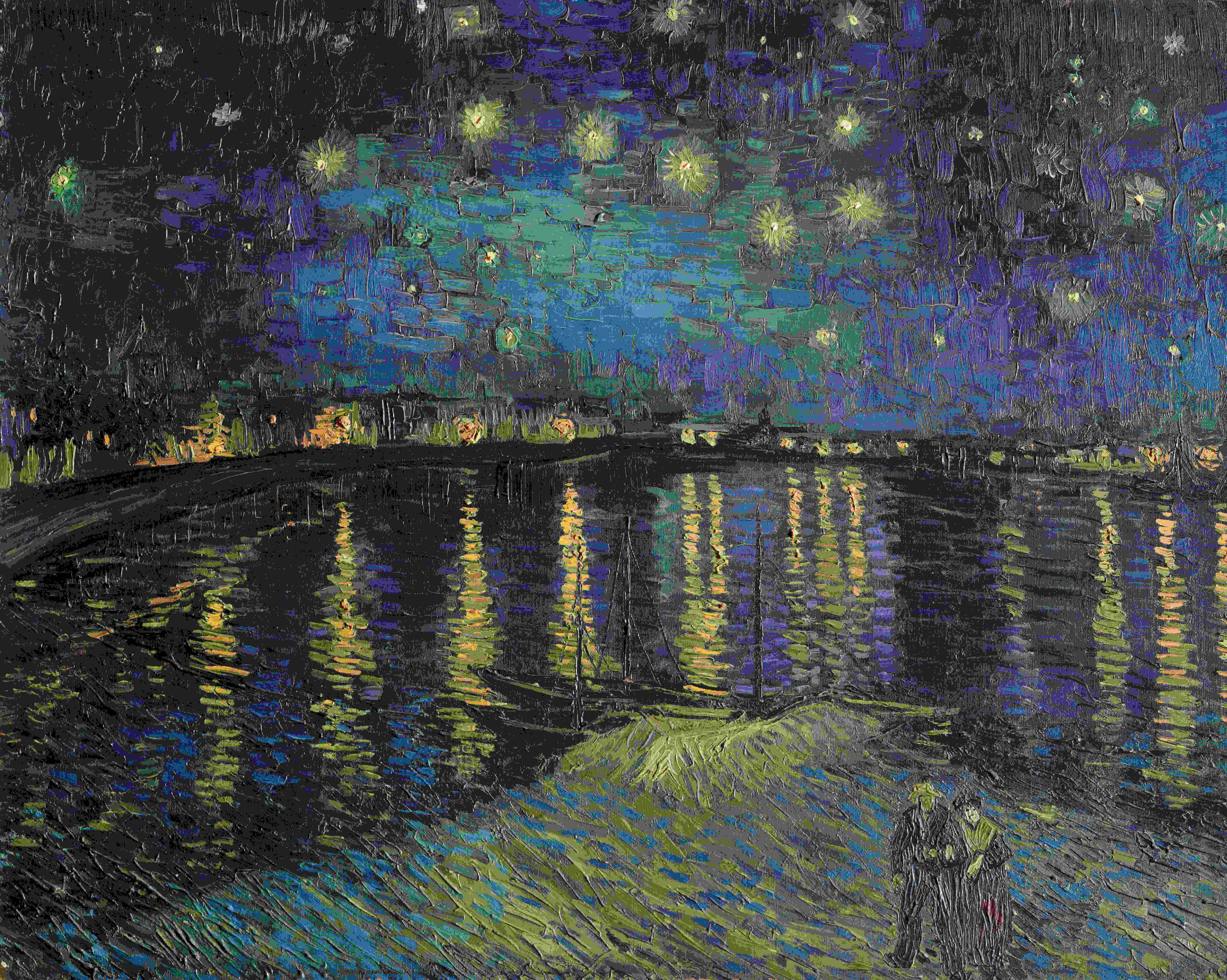 罗纳河上的星夜 原画图片