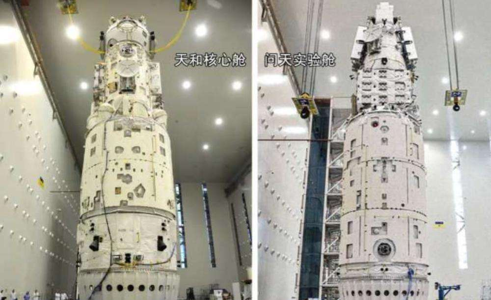 問天實驗艙與天和核心艙外形對比圖。本文圖片來源：中國載人航天官網、航天科技集團五院、一院、央視新聞截圖。