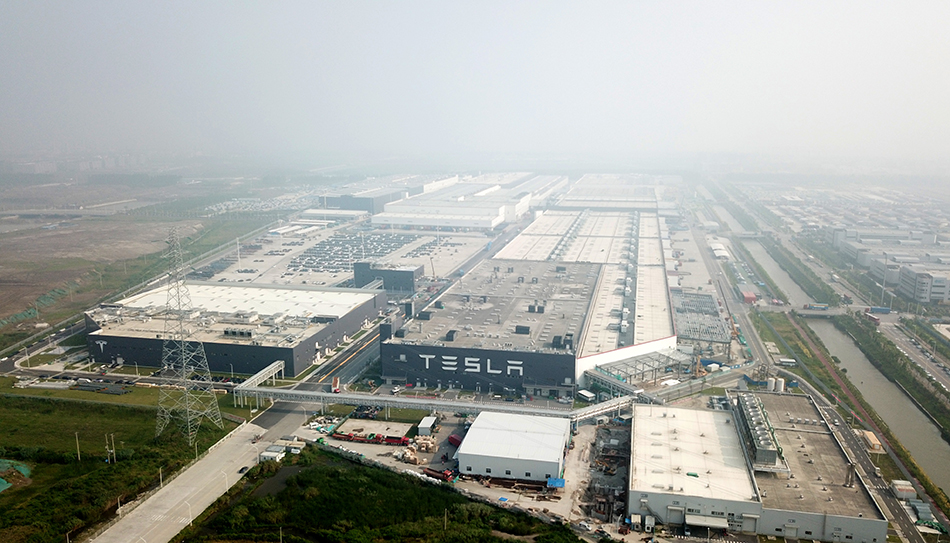 2022年6月14日拍摄的特斯拉上海超级工厂（无人机照片）。  新华社记者 金立旺 摄