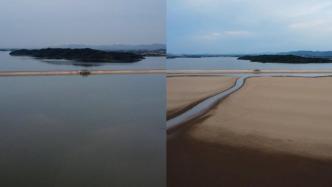 航拍鄱阳湖“大草原”：提前进入枯水期， 一个月缩水约66%
