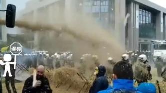 明查｜西班牙农民对警察喷射稻草，抗议环保政策？