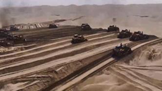 大型推土机平整沙丘，塔克拉玛干沙漠公路再添新通道