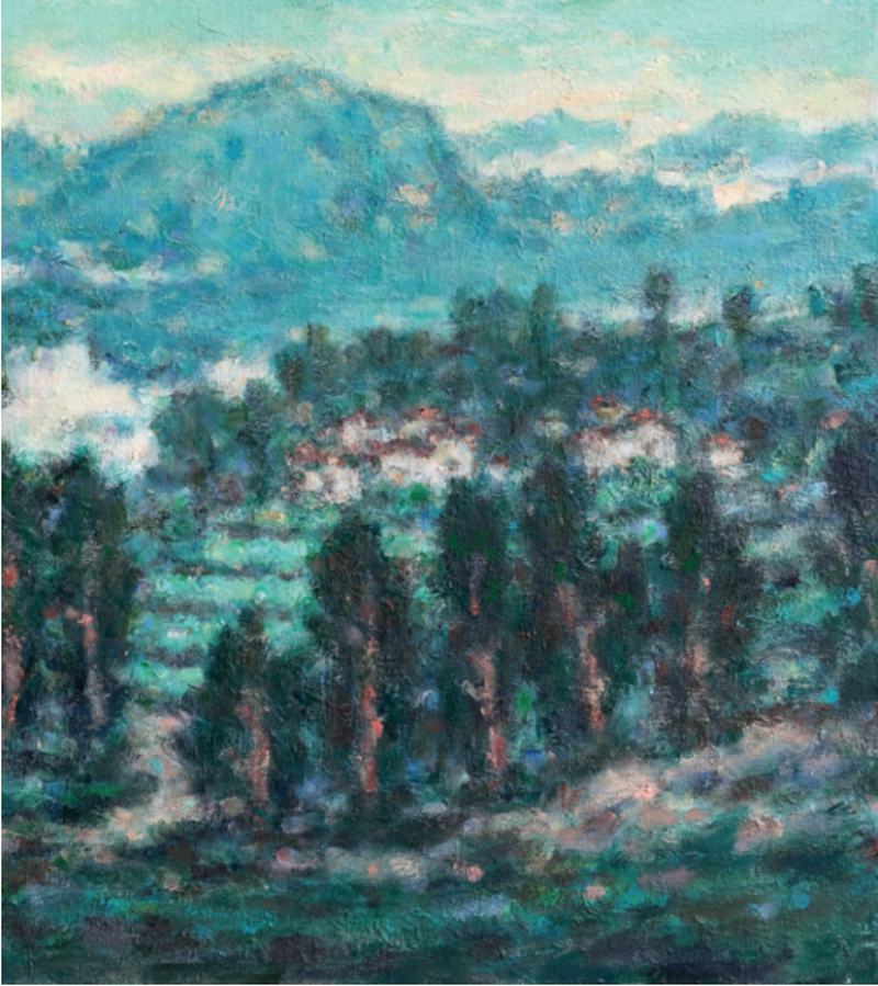 马玉如《白云深处布面油画》，2011年