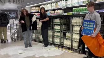 英国动保组织冲进超市倒牛奶，网友怒了：还有很多家庭在挨饿