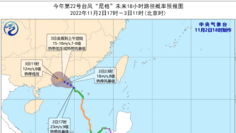 预计“尼格”将在香港到阳江一带登陆，也有可能近海减弱消散