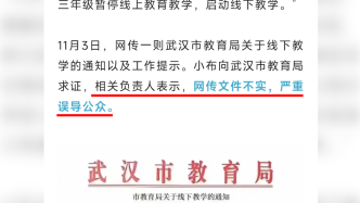 下周恢复线下教学？武汉市教育局：网传文件不实，误导公众
