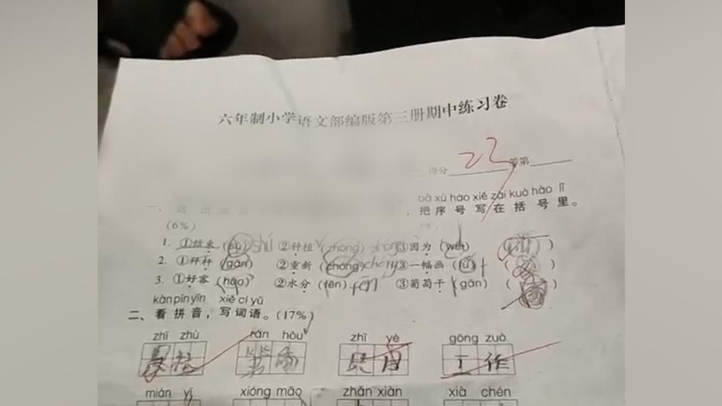 男孩考23分兴奋向家人展示，妈妈：他上次考4分，努力就好