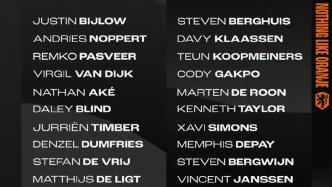 荷兰队公布世界杯26人大名单：范戴克、德容领衔