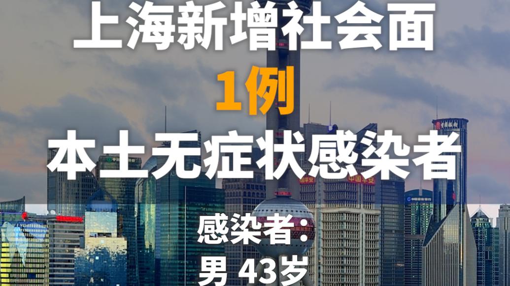 上海新增社会面1例本土无症状感染者，居住于松江九里亭街道