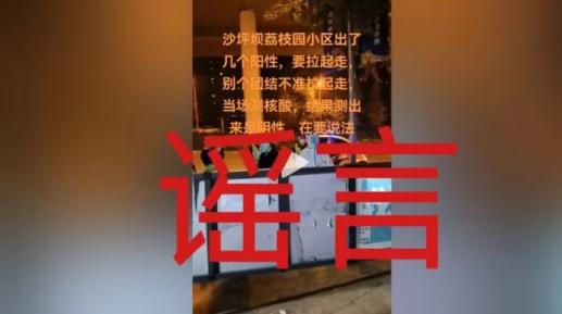 重庆沙坪坝辟谣一小区核酸检测造假