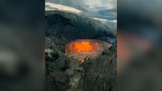 俄罗斯希韦卢奇火山喷发，1000摄氏度岩浆沿山体滑落