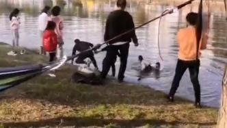 10岁女孩在河边玩耍不慎落水，市民跳水救起