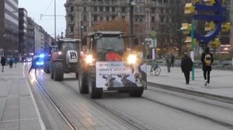 德国农民开拖拉机上街，抗议政府政策