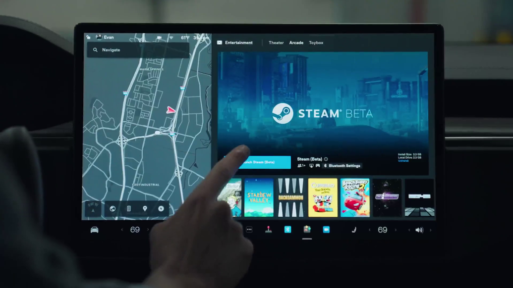 车内玩游戏？Steam平台登陆特斯拉车机系统