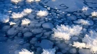 赛里木湖现“冰泡”“冰花”共存景观